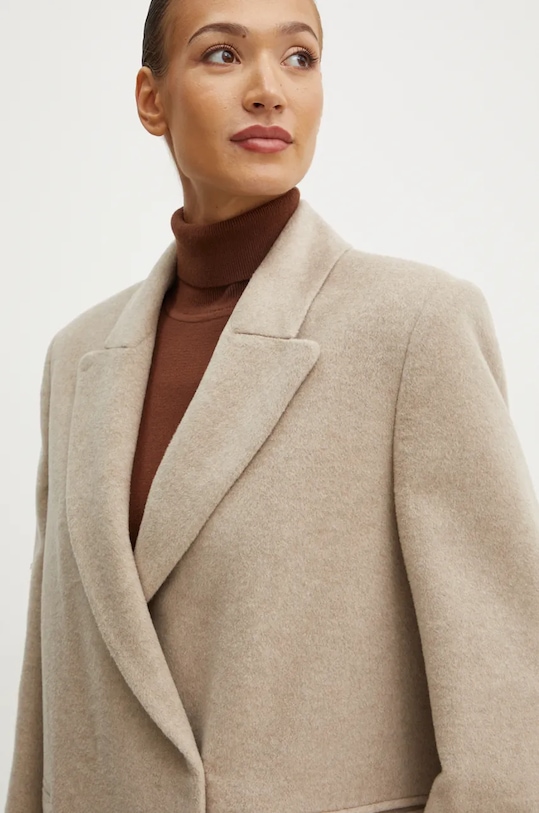 Liviana Conti płaszcz wełniany beżowy F4WL60