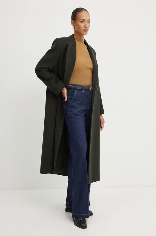 Шерстяное пальто Liviana Conti F4WL60 зелёный ZW24