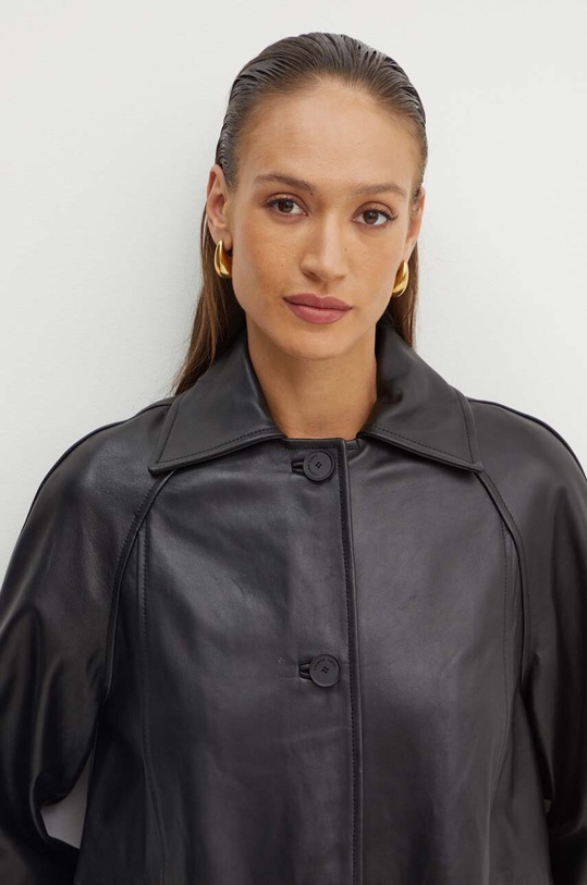 Liviana Conti płaszcz skórzany F4WX35 czarny