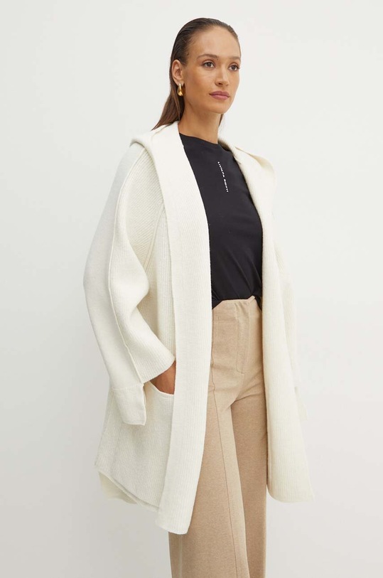 Liviana Conti kardigan wełniany wełna beżowy F4WA82