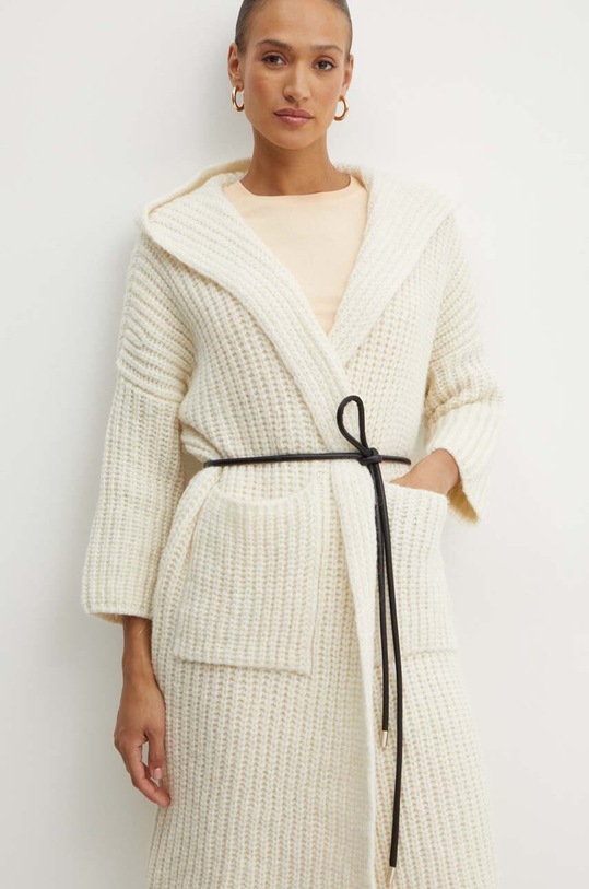 Liviana Conti cardigan din lana F4WE07 bej ZW24