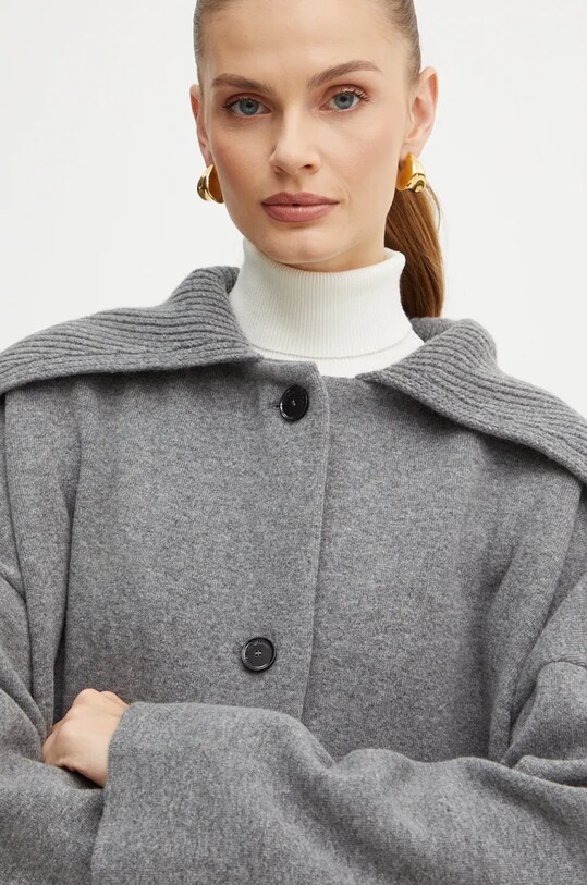 Liviana Conti płaszcz wełniany szary L4WB30