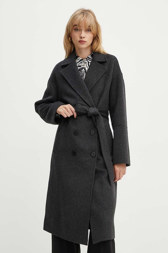 Μάλλινο παλτό Silvian Heach STORZ μαλλί γκρί GPA24016CP