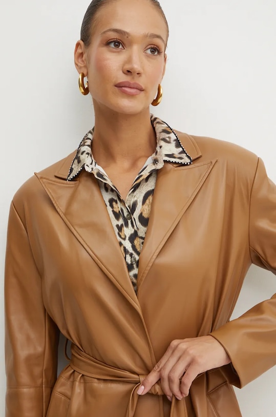 Silvian Heach płaszcz HILDUM brązowy GPA24106CP