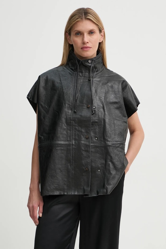 Kožni prsluk Day Birger et Mikkelsen Mortimer - Polished Leather zrnata koža crna DAY65243424