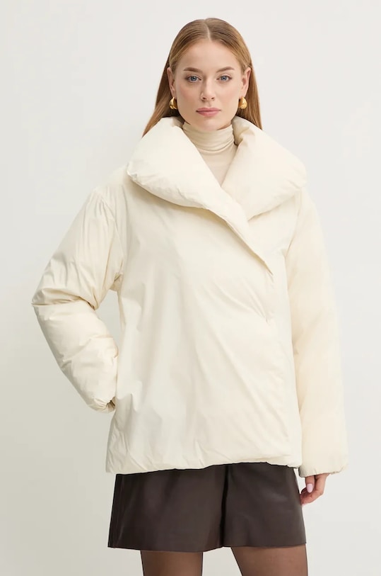 Liviana Conti kurtka puchowa bez kaptura beżowy F4WW23