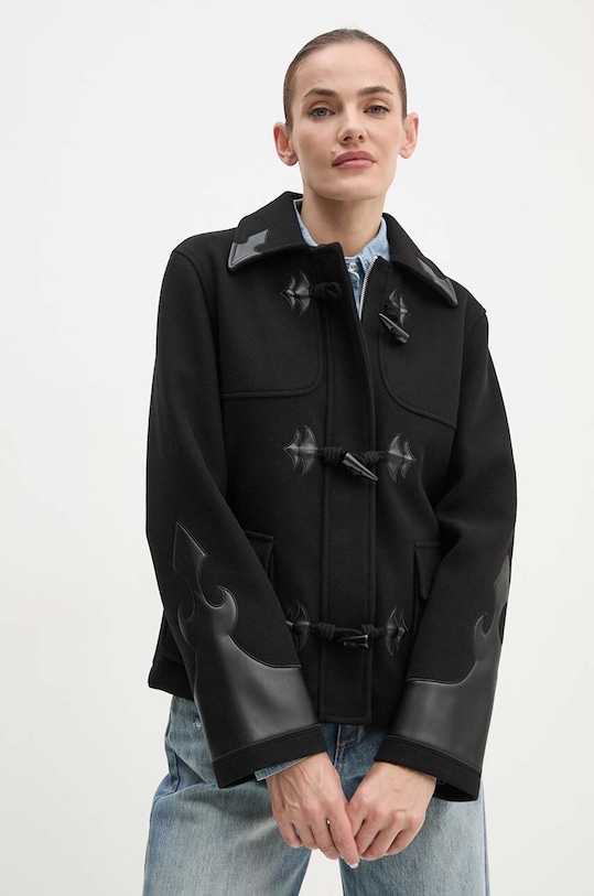 Silvian Heach palton RADIK cu captuseala negru GPA24049GB