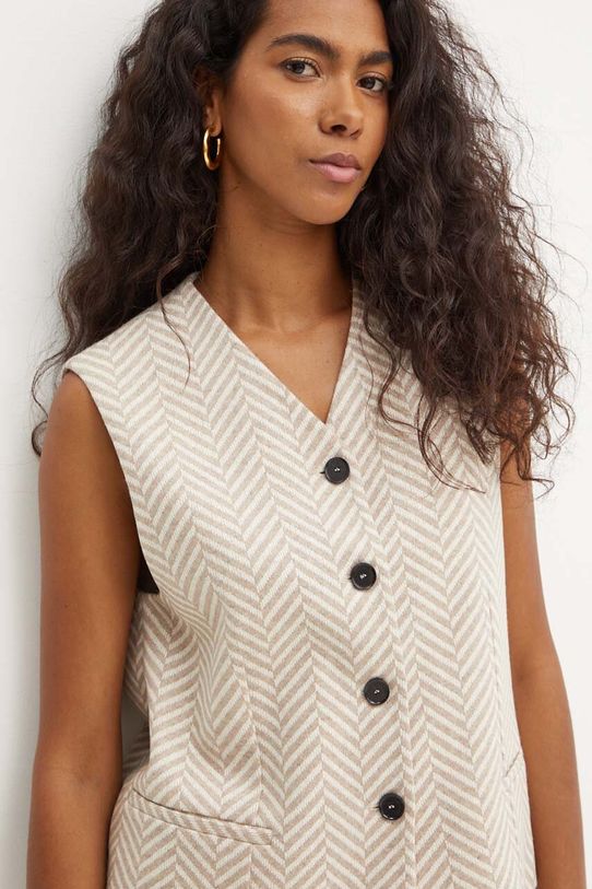 Vlnená vesta Liviana Conti béžová F4WL24