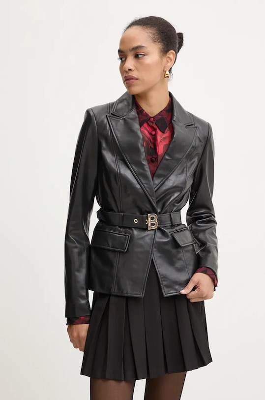 Kožni sako Blugirl Blumarine bez uzorka crna RF4128.P0356