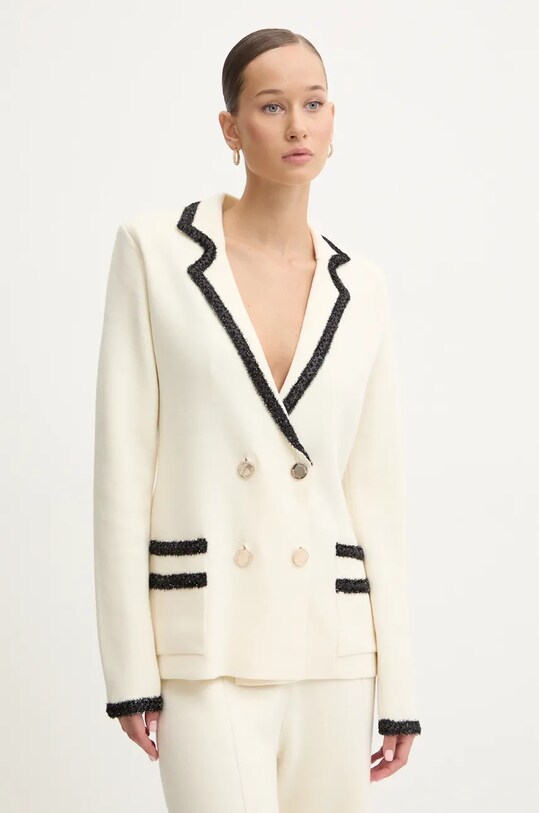 Blugirl Blumarine marynarka z domieszką wełny dzianina beżowy RF4152.MA28O