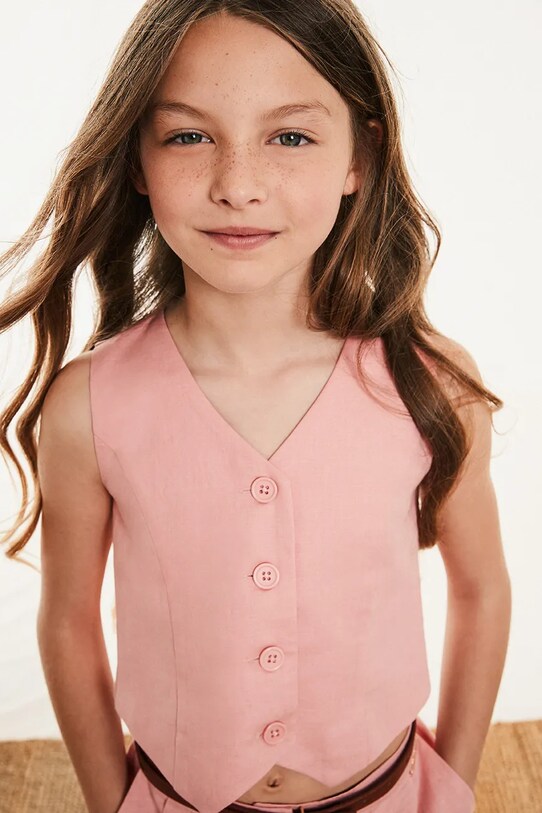 Detská ľanová vesta Twinset látka ružová 251GJ2402.128.170