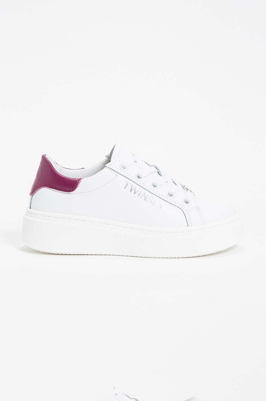 Twinset scarpe da ginnastica per bambini in pelle bassa bianco 242GCJ012