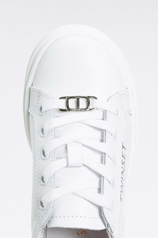 DÍVKA Dětské kožené tenisky Twinset 242GCJ012 bílá