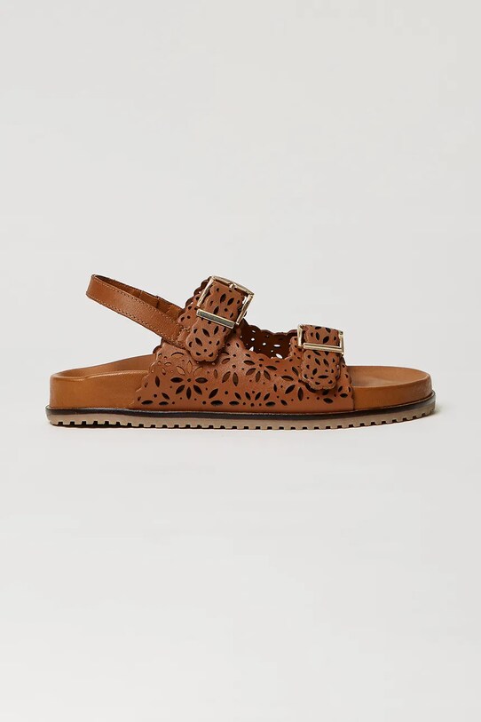 Kožené sandály Twinset přírodní kůže hnědá 251GCJ046.35.40