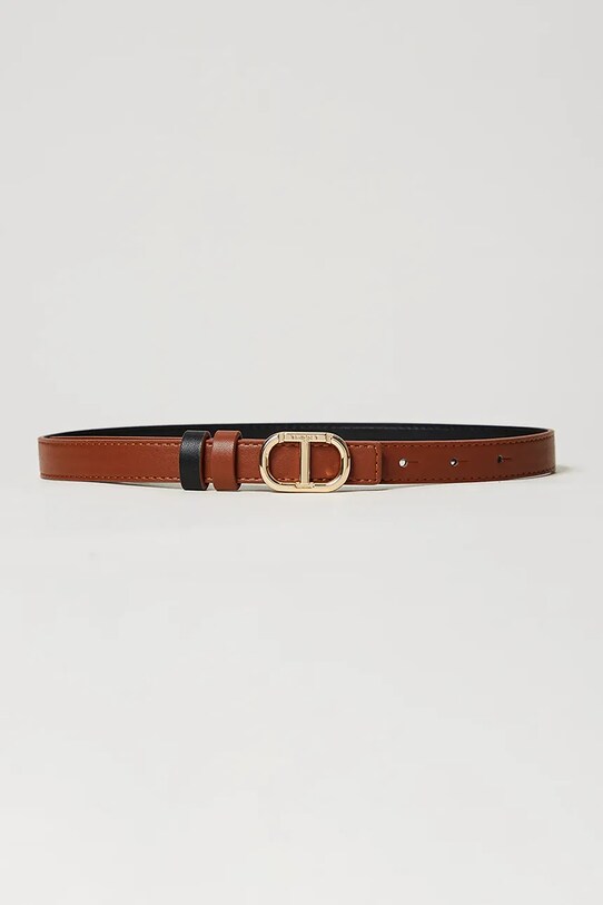 Twinset pasek dwustronny dziecięcy imitacja skóry licowej brązowy 251GJ5011