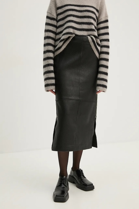 Day Birger et Mikkelsen spódnica skórzana Kathe - Textured Leather casual czarny DAY65243422