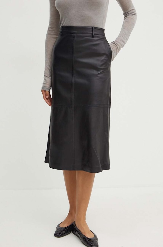 Kožená sukně Liviana Conti hladký černá F4WX20