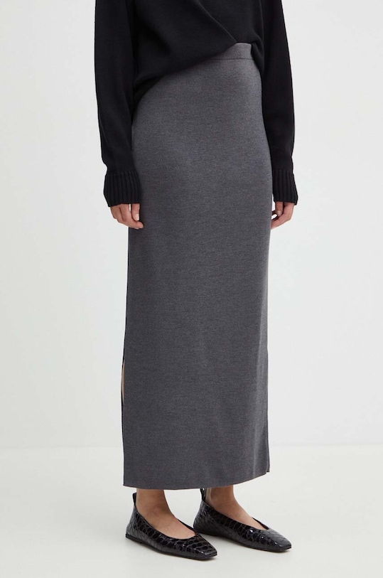 Liviana Conti fusta de lana uni gri F4WA37