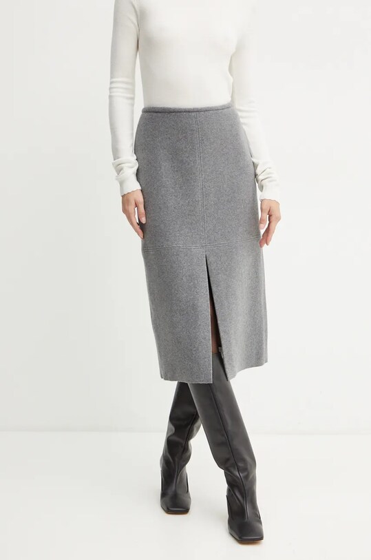 Vunena suknja Liviana Conti bez uzorka siva L4WL49