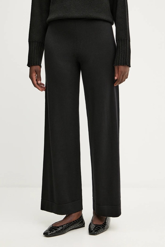 Liviana Conti pantaloni de lână tricotaj negru CNTA16