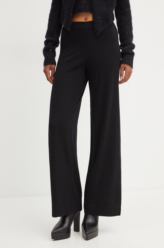 Vlněné kalhoty Liviana Conti high černá CNTA16