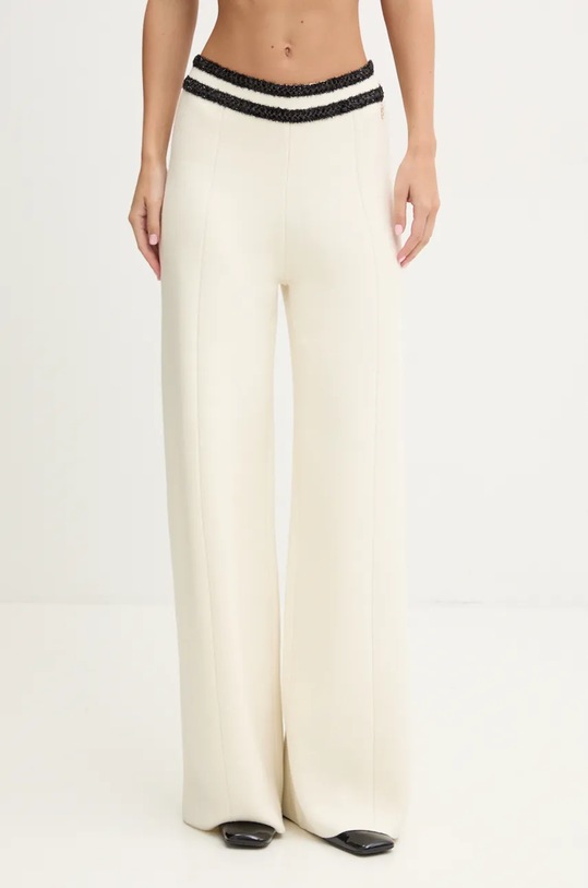 Hlače s primjesom vune Blugirl Blumarine pletivo bež RF4153.MA28O