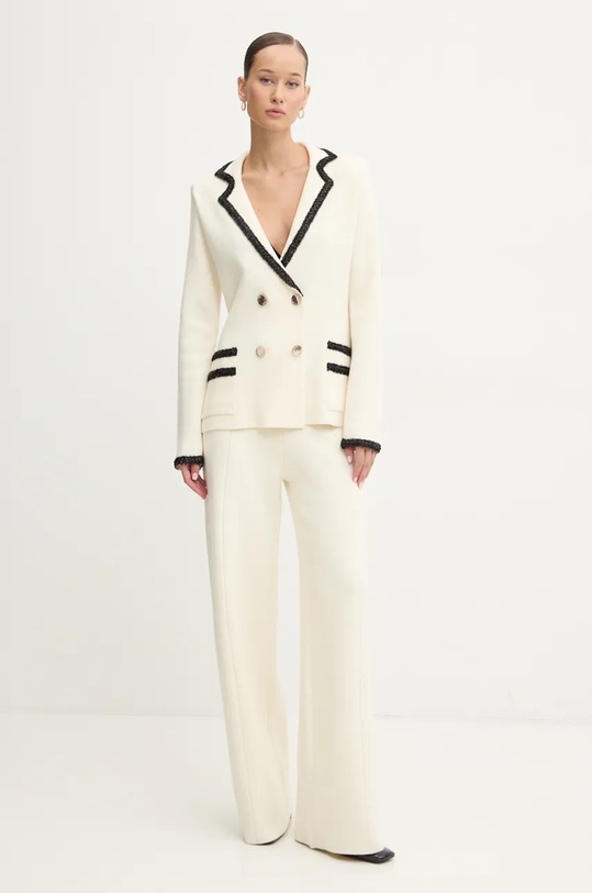 Hlače s primjesom vune Blugirl Blumarine RF4153.MA28O bež ZW24