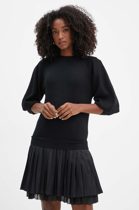 Silvian Heach rochie din amestec de lana DANNY mini negru GPA24210VE