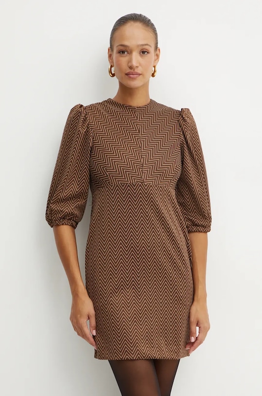 Silvian Heach sukienka GABA wzorzyste brązowy GPA24123VE