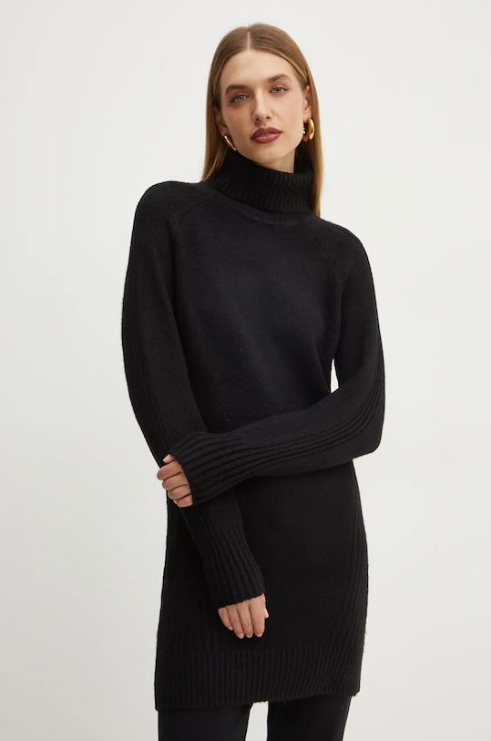 Silvian Heach rochie WINDRES midi negru GPA24170VE