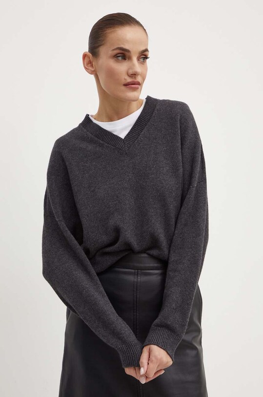 Liviana Conti sweter wełniany szary F4WC07