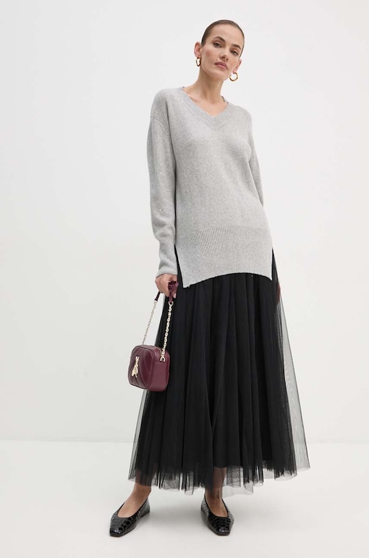 Sveter s prímesou kašmíru Liviana Conti F4WG43 sivá ZW24