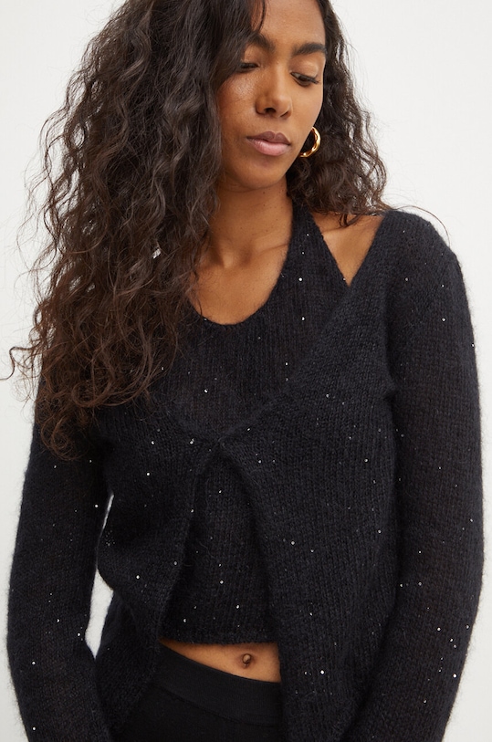 Liviana Conti sweter wełniany czarny F4WG50