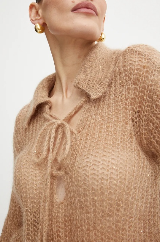 Вълнен пуловер Liviana Conti L4WG54 бежов