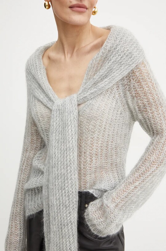 Vuneni pulover Liviana Conti bez uzorka siva L4WG56