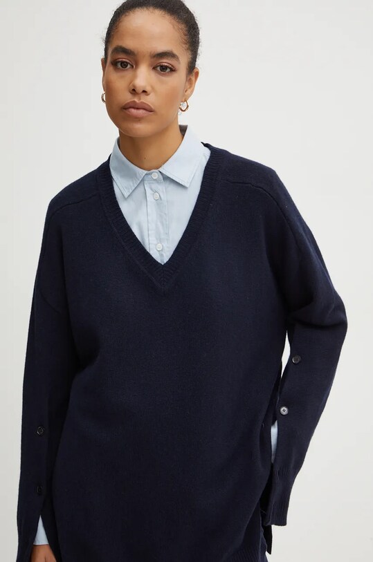 Kašmírový svetr Liviana Conti námořnická modř L4WC07