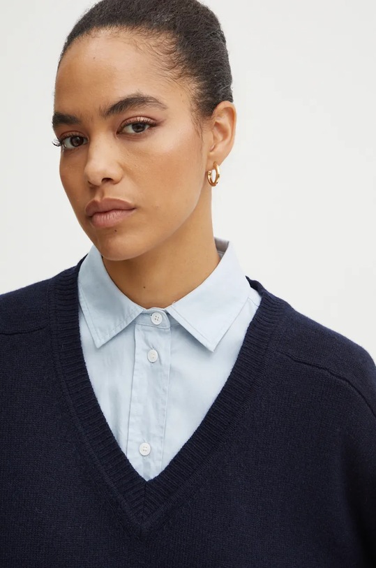 Kašmírový svetr Liviana Conti L4WC07 námořnická modř