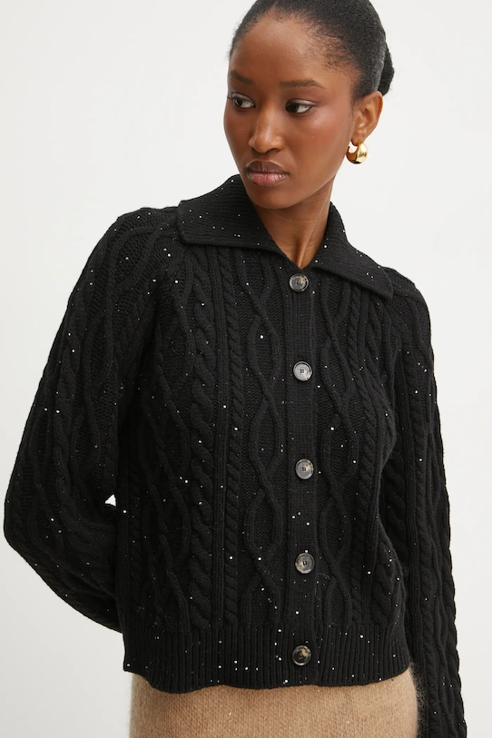 Кардиган з домішкою вовни Liviana Conti чорний L4WG46