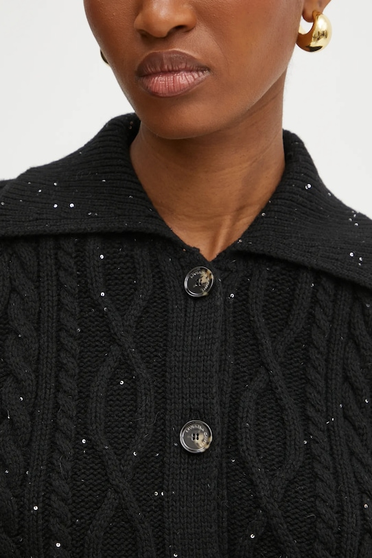 Кардиган з домішкою вовни Liviana Conti L4WG46 чорний