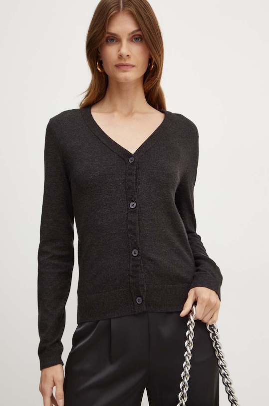 Kardigan Silvian Heach MOLES V výstřih šedá GPA24064CD