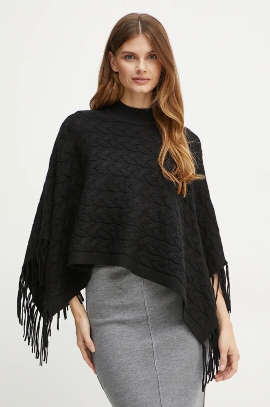 Silvian Heach poncho PLIZ uni negru GPA24321PN