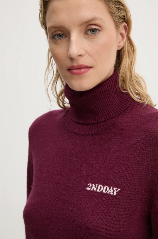 Svetr z vlněné směsi 2NDDAY Porto TT burgundské 2245344408