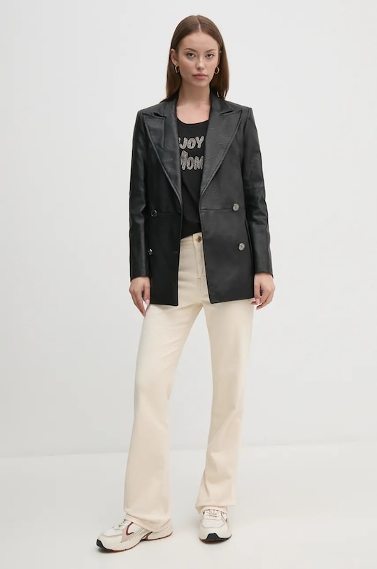 Mos Mosh t-shirt bawełniany 165380 czarny ZW24