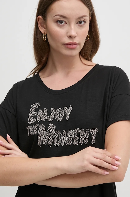 Mos Mosh t-shirt bawełniany czarny 165380