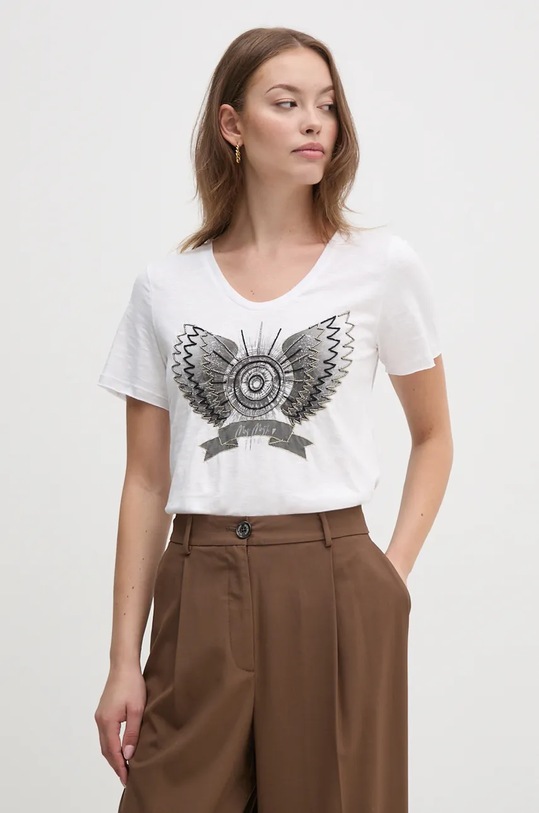 Mos Mosh t-shirt bawełniany aplikacja biały 165350