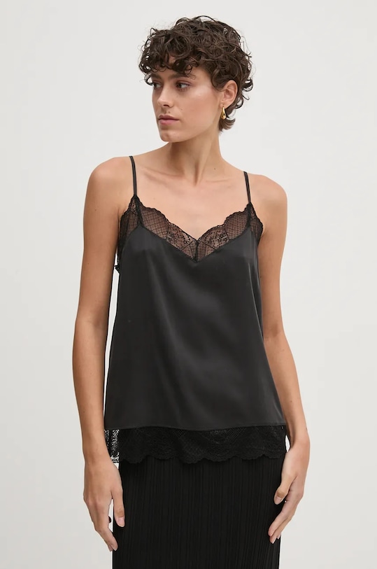 Mos Mosh top jedwabny z elastanem czarny 165600