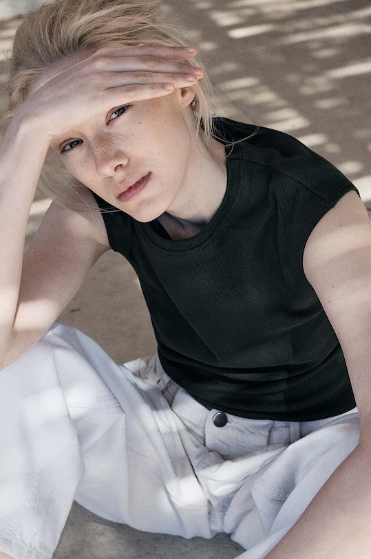 Βαμβακερό τοπ MUUV. TETE τιρκουάζ bluzka.bez.rekawow.TETE