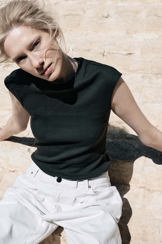 Βαμβακερό τοπ MUUV. TETE bluzka.bez.rekawow.TETE τιρκουάζ