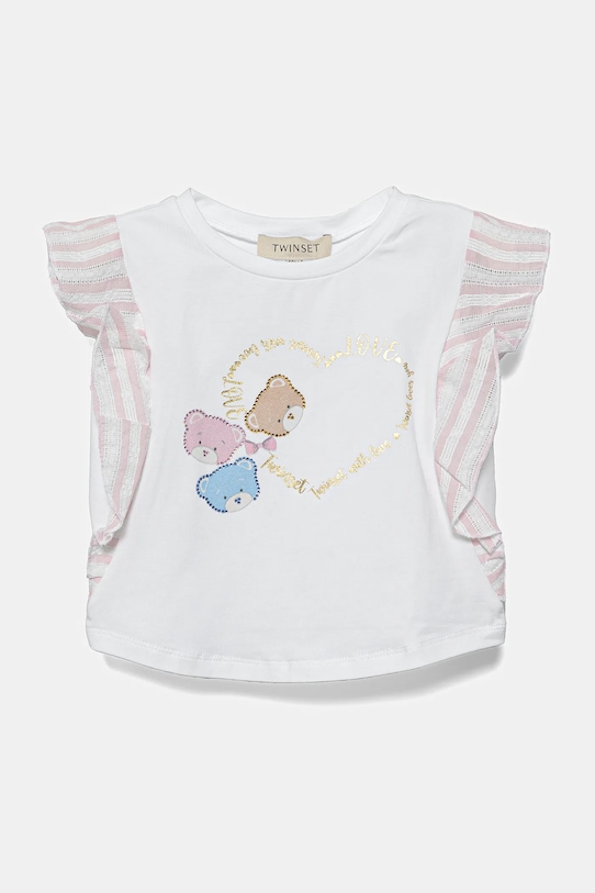 Twinset t-shirt dziecięcy z elastanem biały 251GJ242A.86.116
