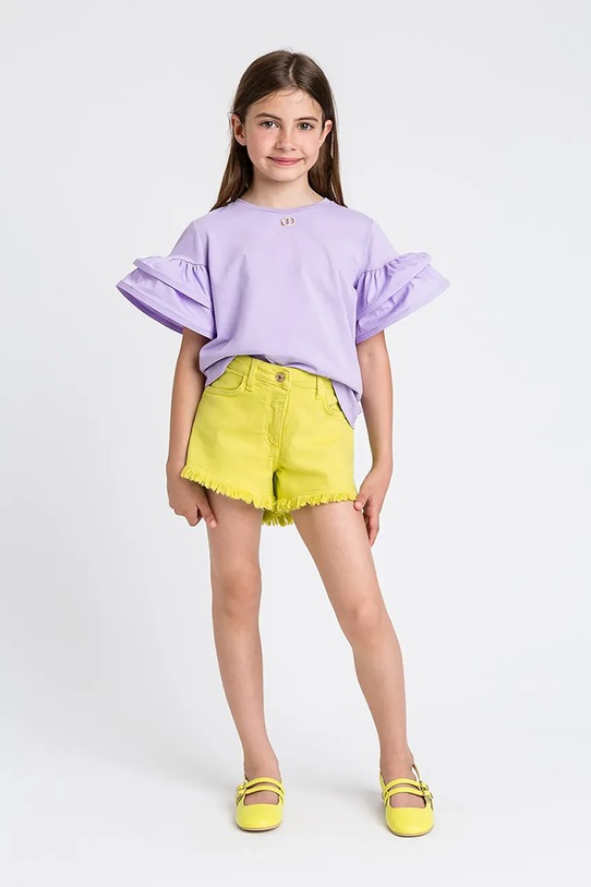 Twinset t-shirt dziecięcy z elastanem fioletowy 251GJ2440